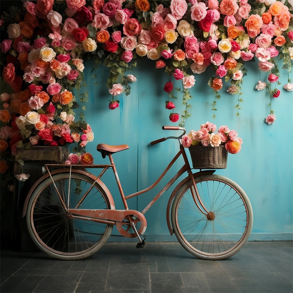 Photoshoot Valentines Backdrop Bicycle Blooming Floral Wall Backdrop UK BRP12-181