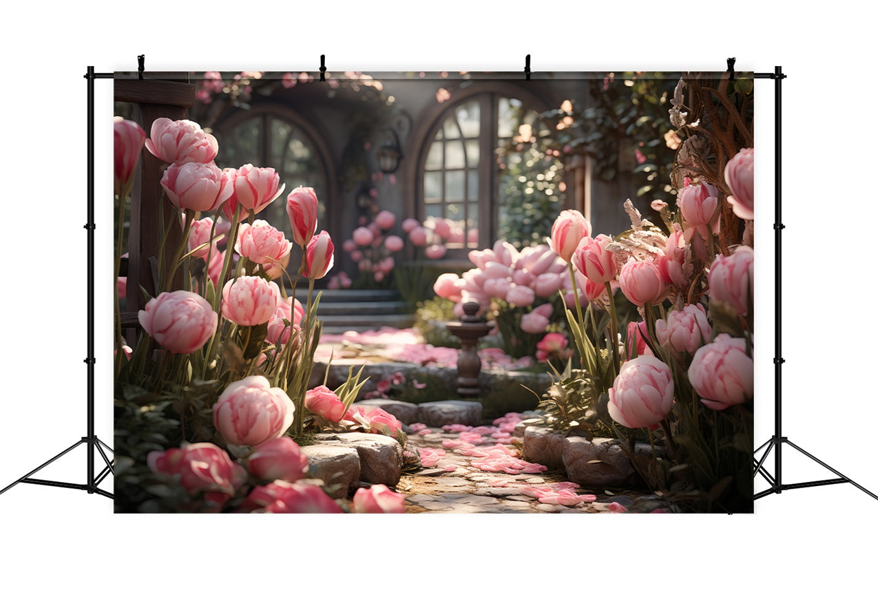 Backdrop For Valentines Garden Entrance Tulip Decor Backdrop UK BRP12-184