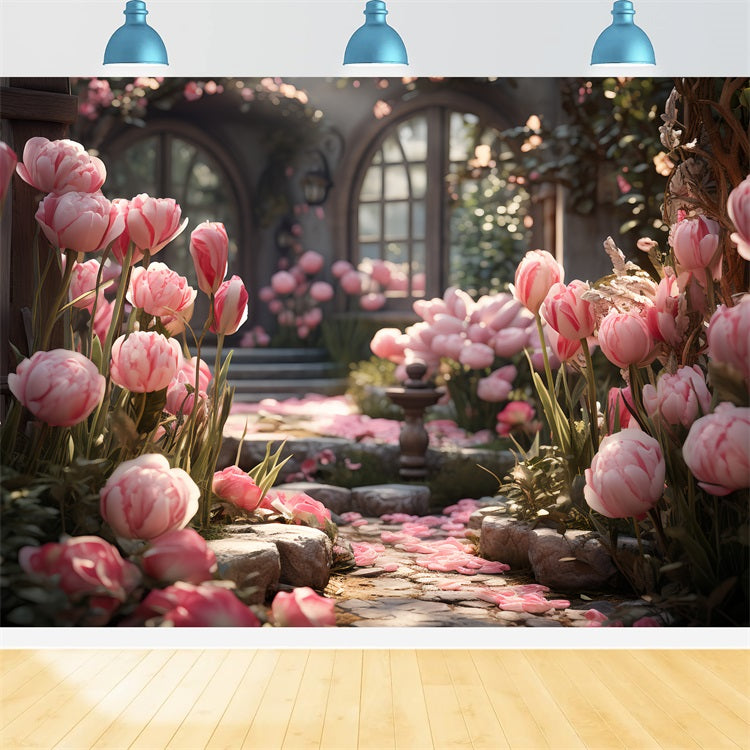 Backdrop For Valentines Garden Entrance Tulip Decor Backdrop UK BRP12-184