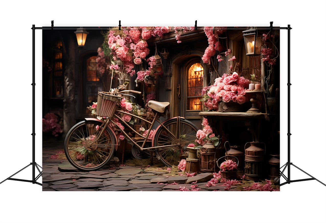 Valentine's Backdrops Bicycle Blooming Rose Decorations Backdrop UK BRP12-189