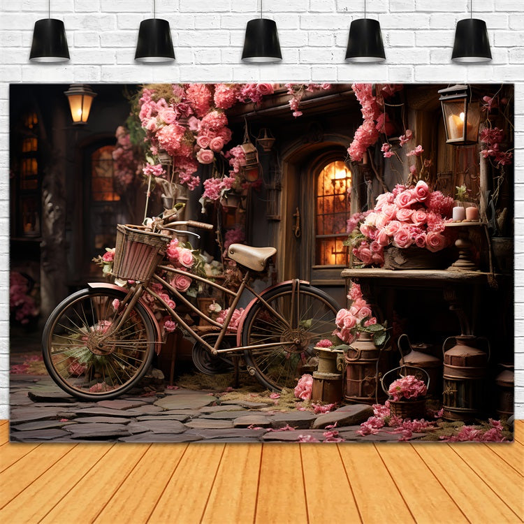 Valentine's Backdrops Bicycle Blooming Rose Decorations Backdrop UK BRP12-189