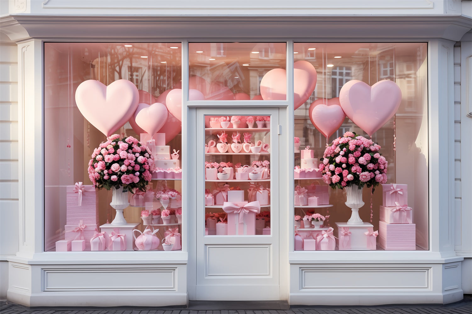 Valentine's Backdrop Love-Themed Window Balloons Roses Backdrop UK BRP12-191