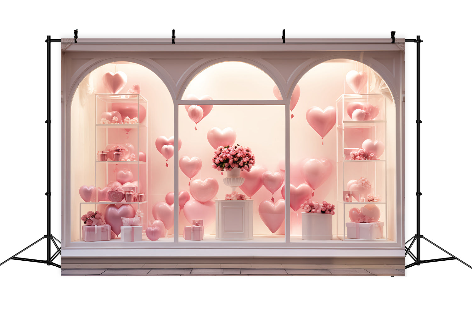 Valentines Backdrops Window Balloons Rose Bouquets Backdrop UK BRP12-192