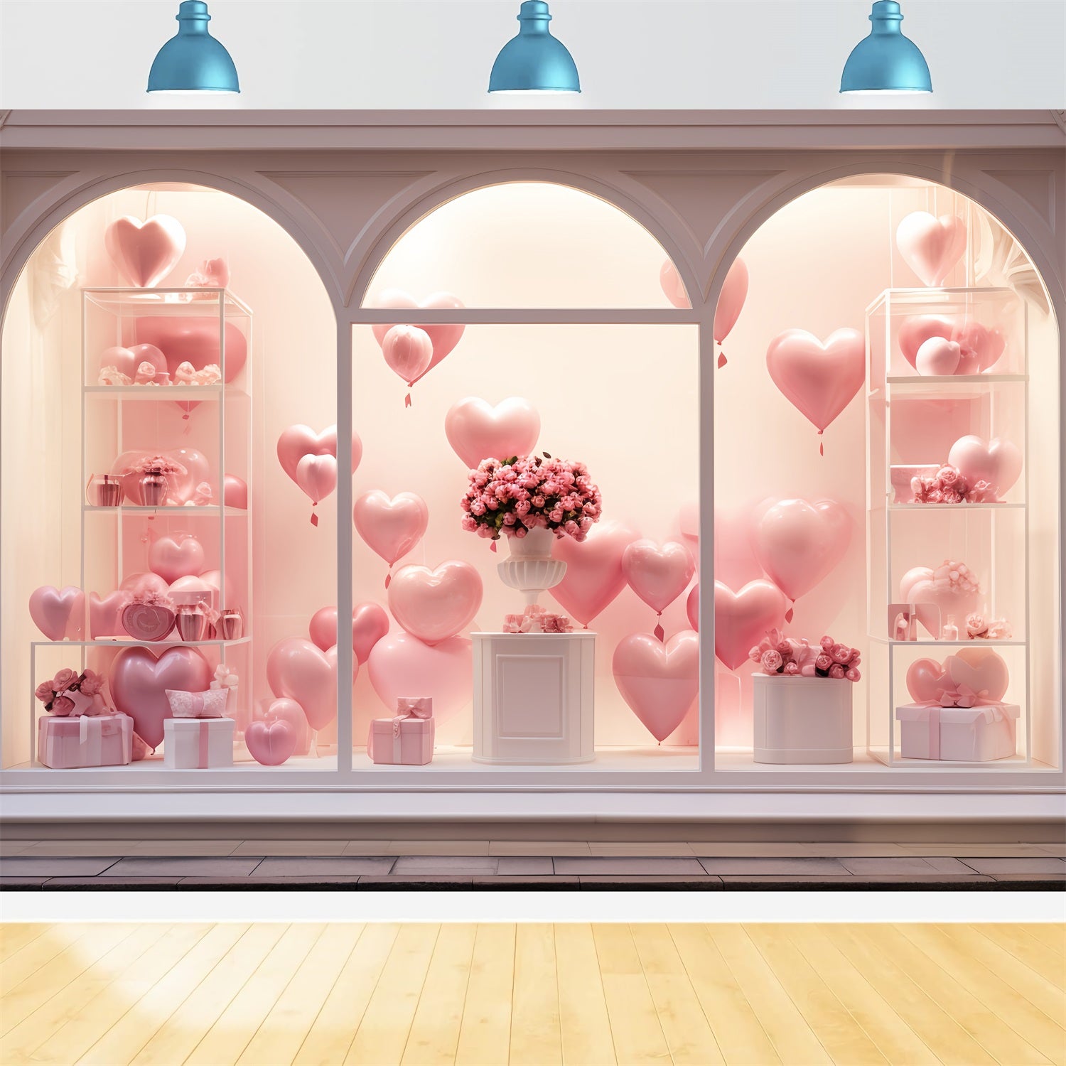 Valentines Backdrops Window Balloons Rose Bouquets Backdrop UK BRP12-192