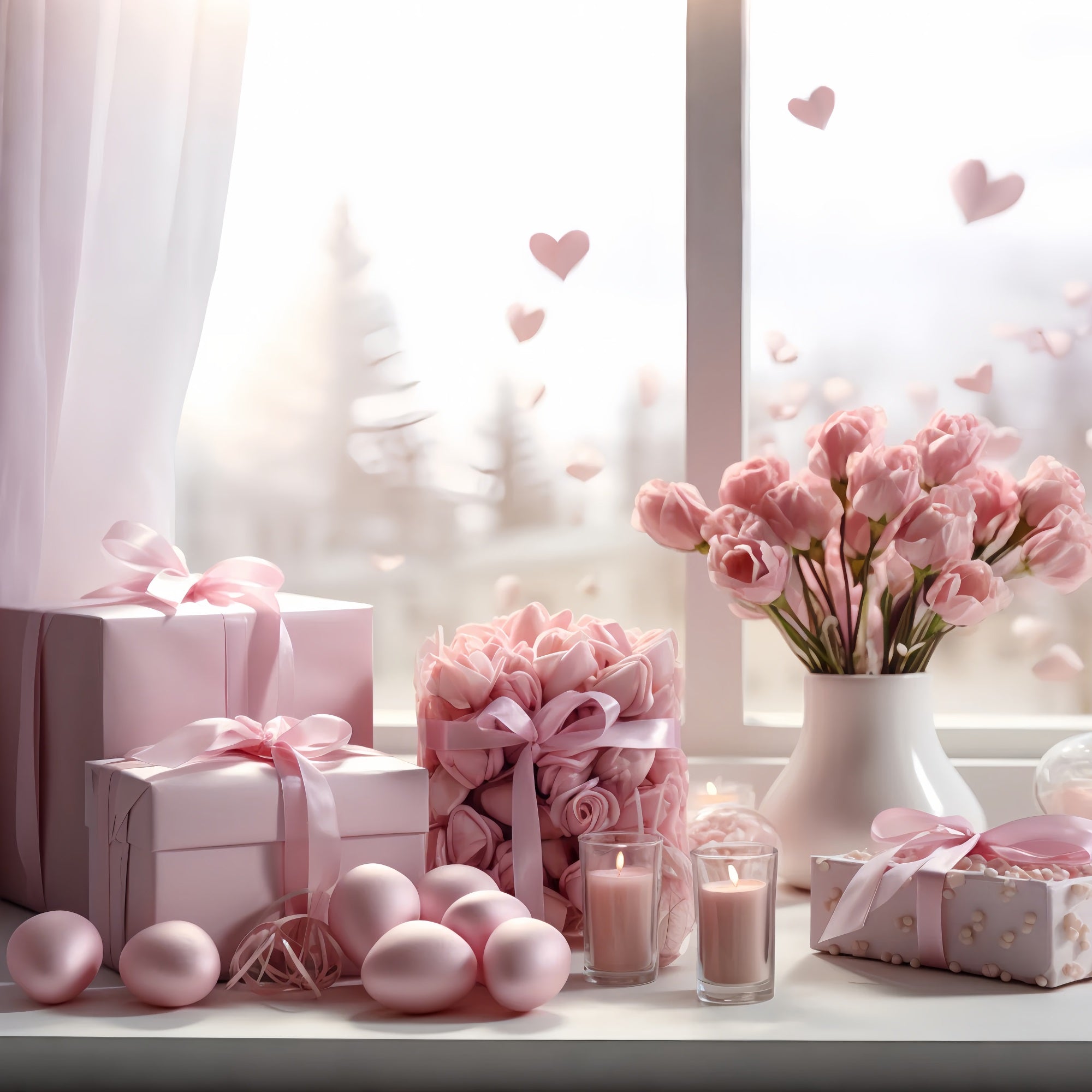 Valentines Backdrop Ideas Tulip Candlelight Window Backdrop UK BRP12-194