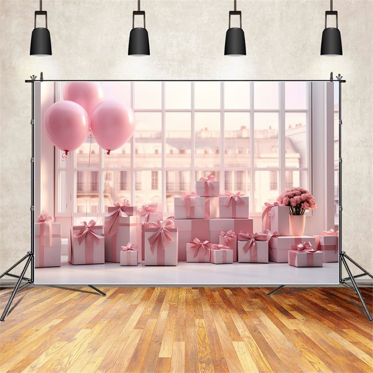 Valentine Photography Backdrops Balloon Gift Window Arrangement Backdrop UK BRP12-195