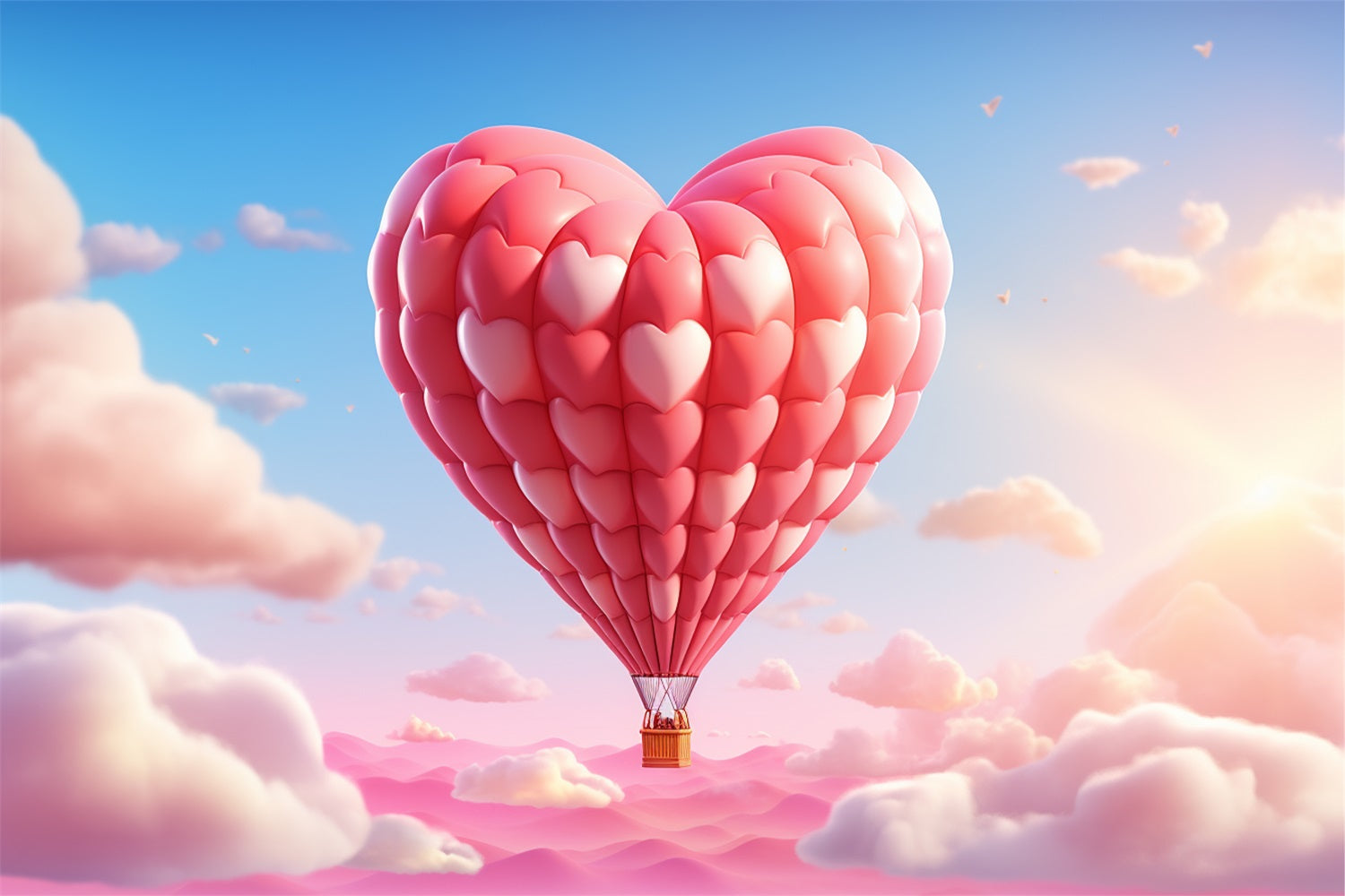 Valentines Day Photography Backdrop Hot Air Balloon Sky Backdrop UK BRP12-202