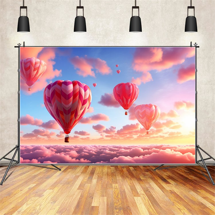 Valentine's Day Photography Backdrops Sky Hot Air Balloons Backdrop UK BRP12-203