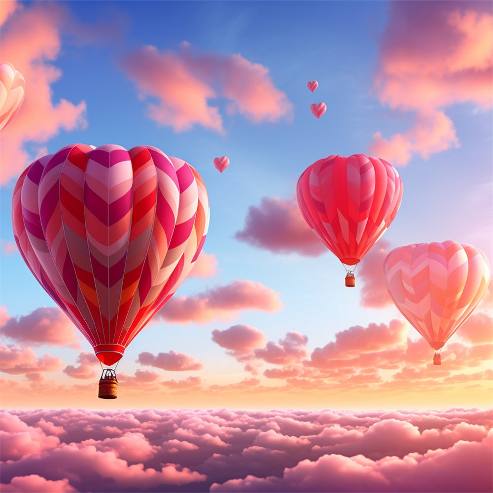 Valentine's Day Photography Backdrops Sky Hot Air Balloons Backdrop UK BRP12-203