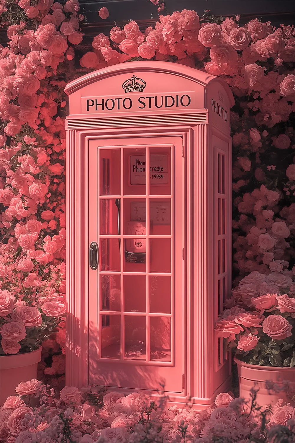 Valentines Photo Booth Backdrop Pink Telephone Floral Backdrop UK BRP12-205