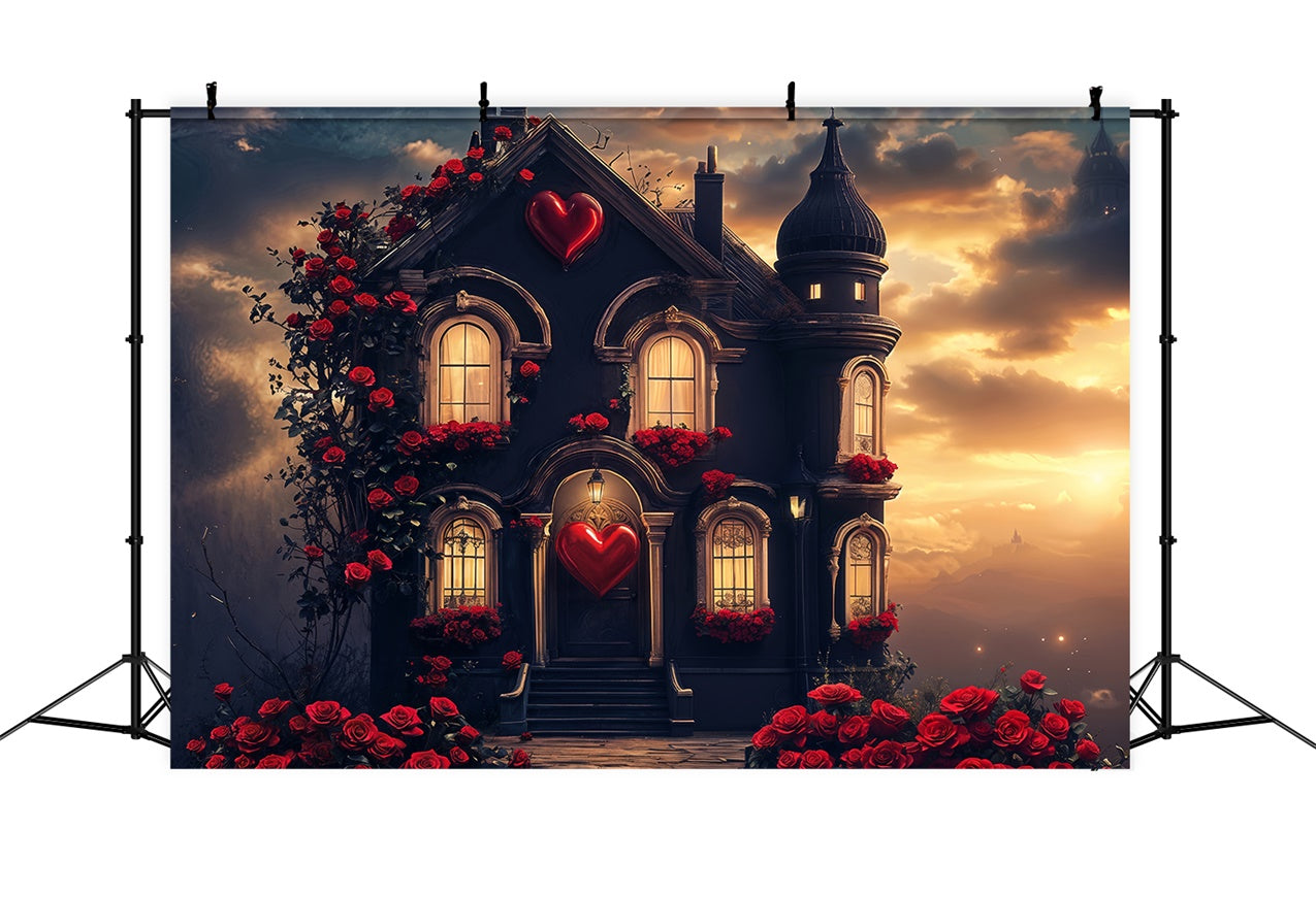 Backdrops Valentines Heart Shaped Rose Gothic Home Backdrop UK BRP12-208