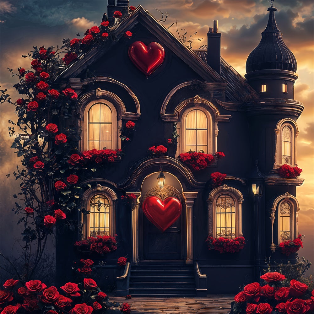 Backdrops Valentines Heart Shaped Rose Gothic Home Backdrop UK BRP12-208