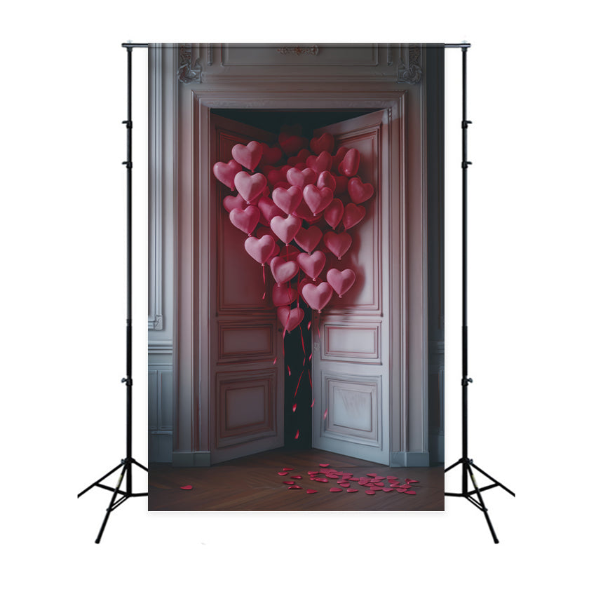 Valentine Photography Backdrop Pink Heart Balloons Door Backdrop UK BRP12-214