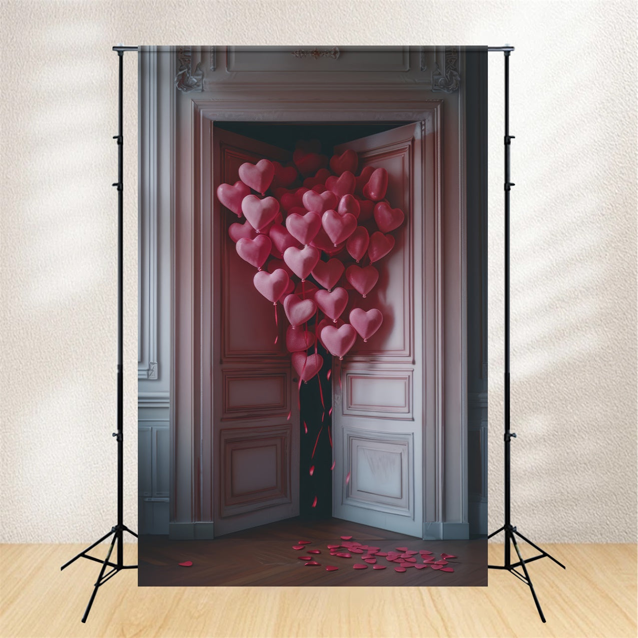 Valentine Photography Backdrop Pink Heart Balloons Door Backdrop UK BRP12-214