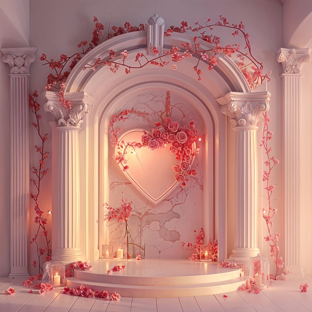 Valentine Backdrop Soft Rose Archway Candlelit Romance Backdrop UK BRP12-215