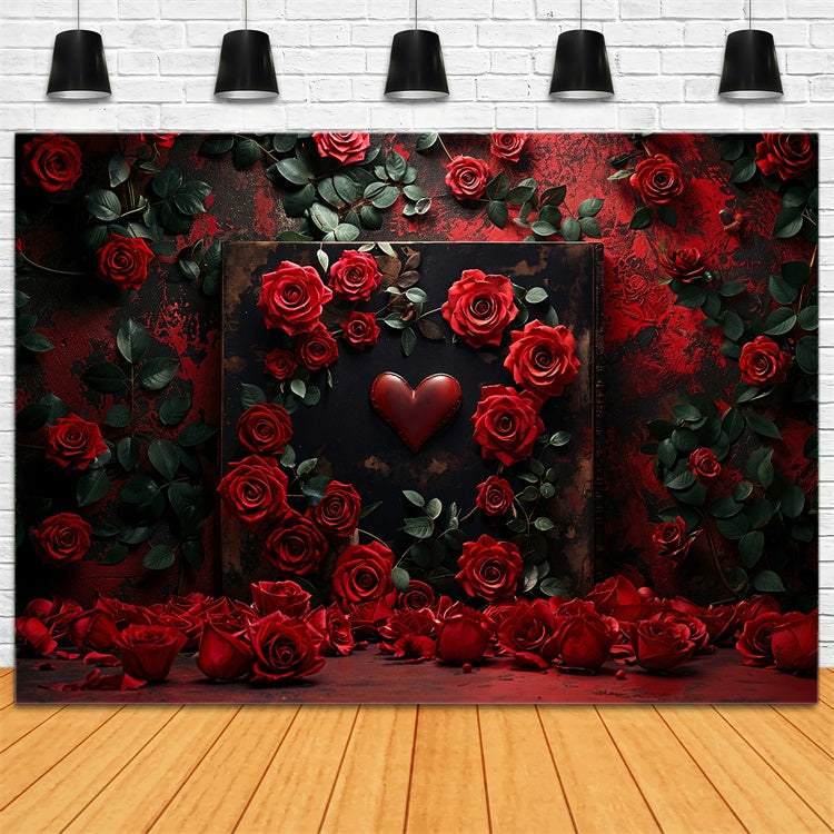 Valentine Backdrop Photography Vintage Heart Rose Romantic Backdrop UK BRP12-217