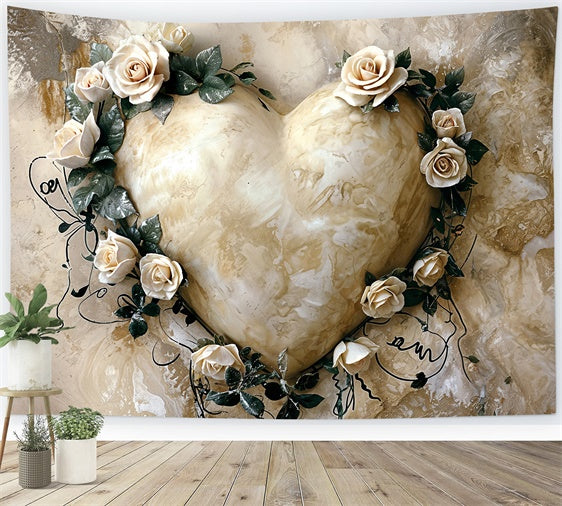 Backdrop For Valentine Classic Marble Texture Rose Heart Backdrop UK BRP12-218