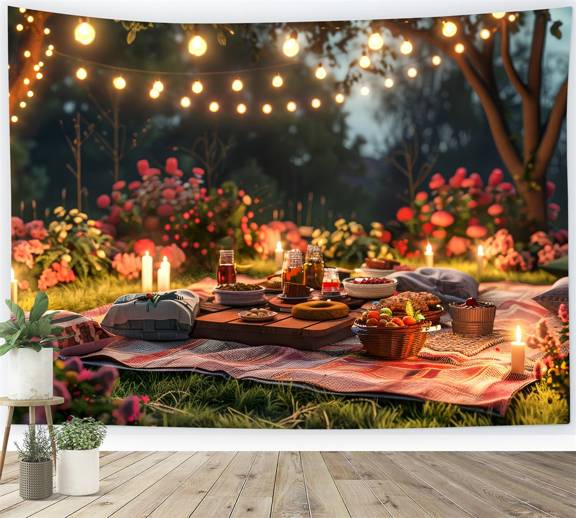 Valentine's Backdrop Romantic Evening Picnic Floral Decor Backdrop UK BRP12-222