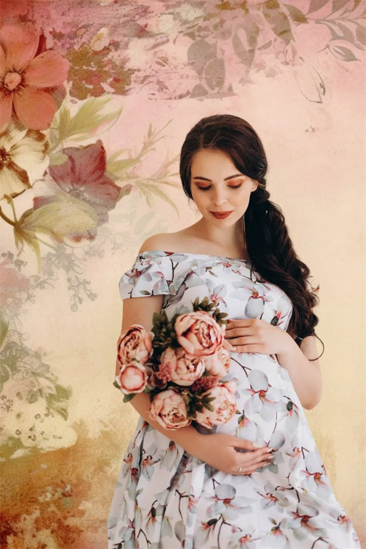 Maternity Photoshoot Backdrop Vintage Floral Decor Wall Backdrop UK BRP12-23