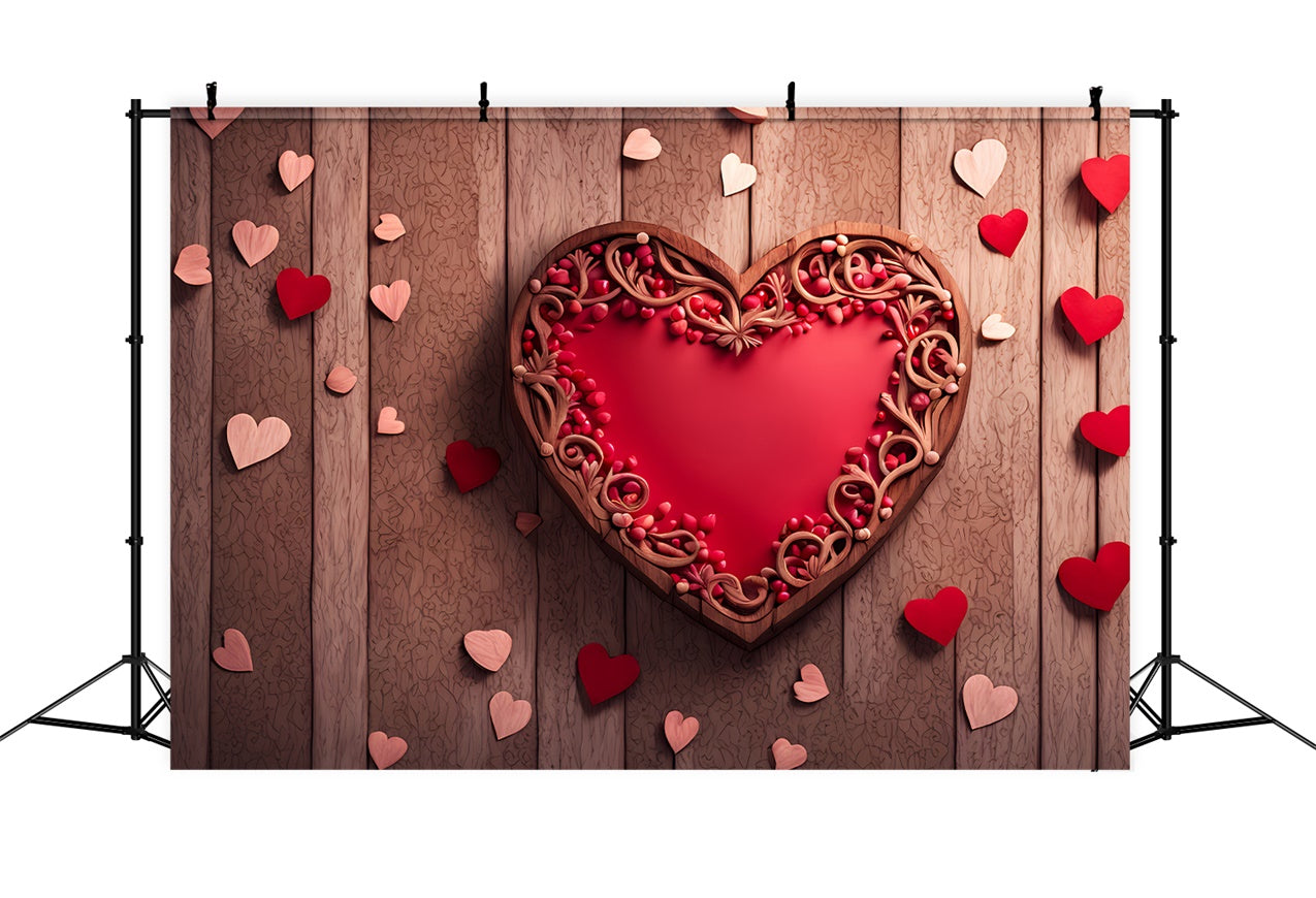 Backdrops Valentines Romantic Carved Heart Wood Wall Backdrop UK BRP12-231