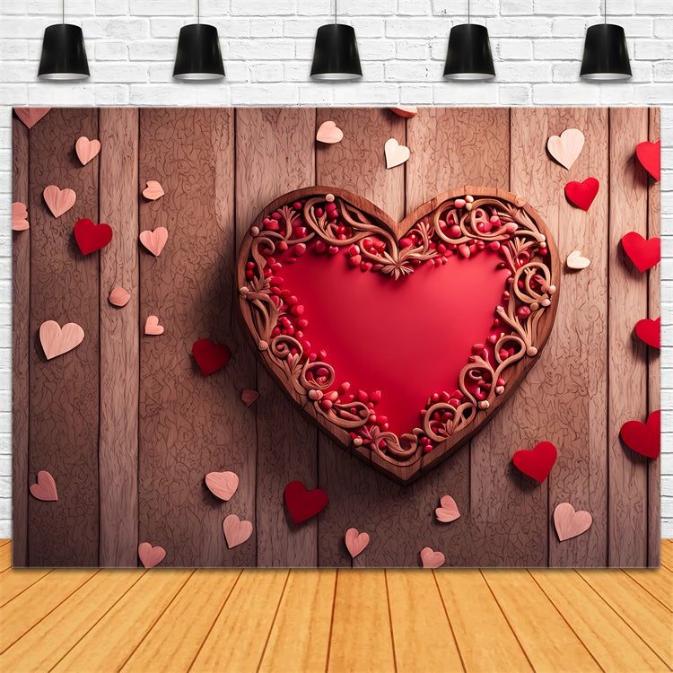 Backdrops Valentines Romantic Carved Heart Wood Wall Backdrop UK BRP12-231