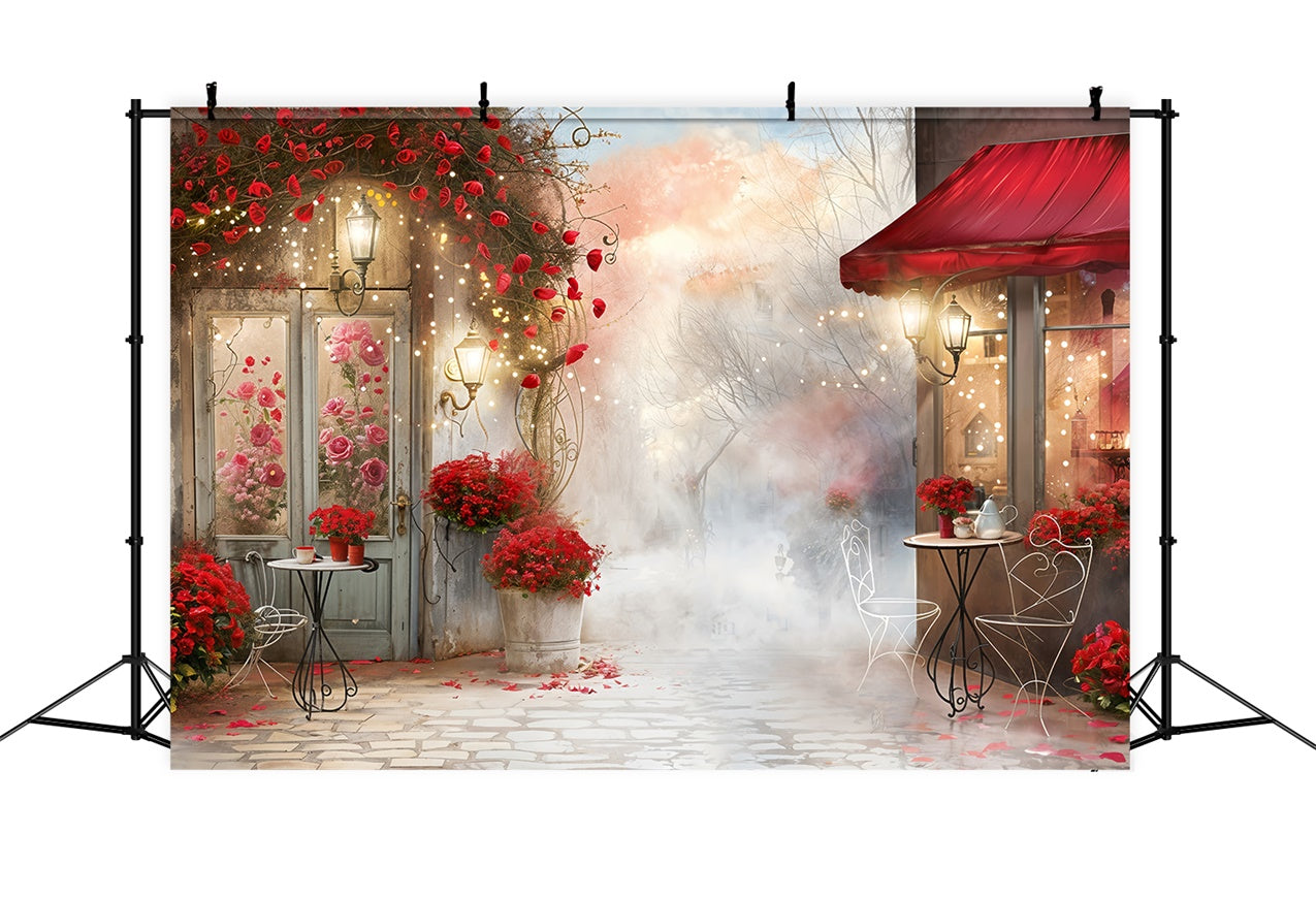 Valentine Backdrops Misty Romantic Valentine Garden Cafe Backdrop UK BRP12-234