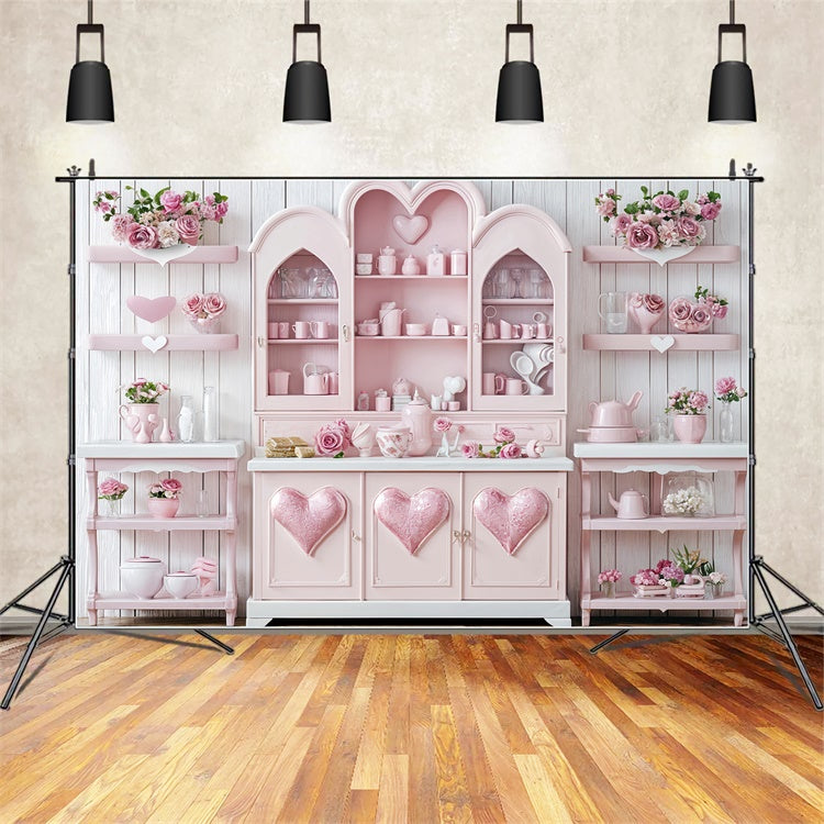 Backdrop Valentines Charming Pink Roses Heart Kitchen Backdrop UK BRP12-237