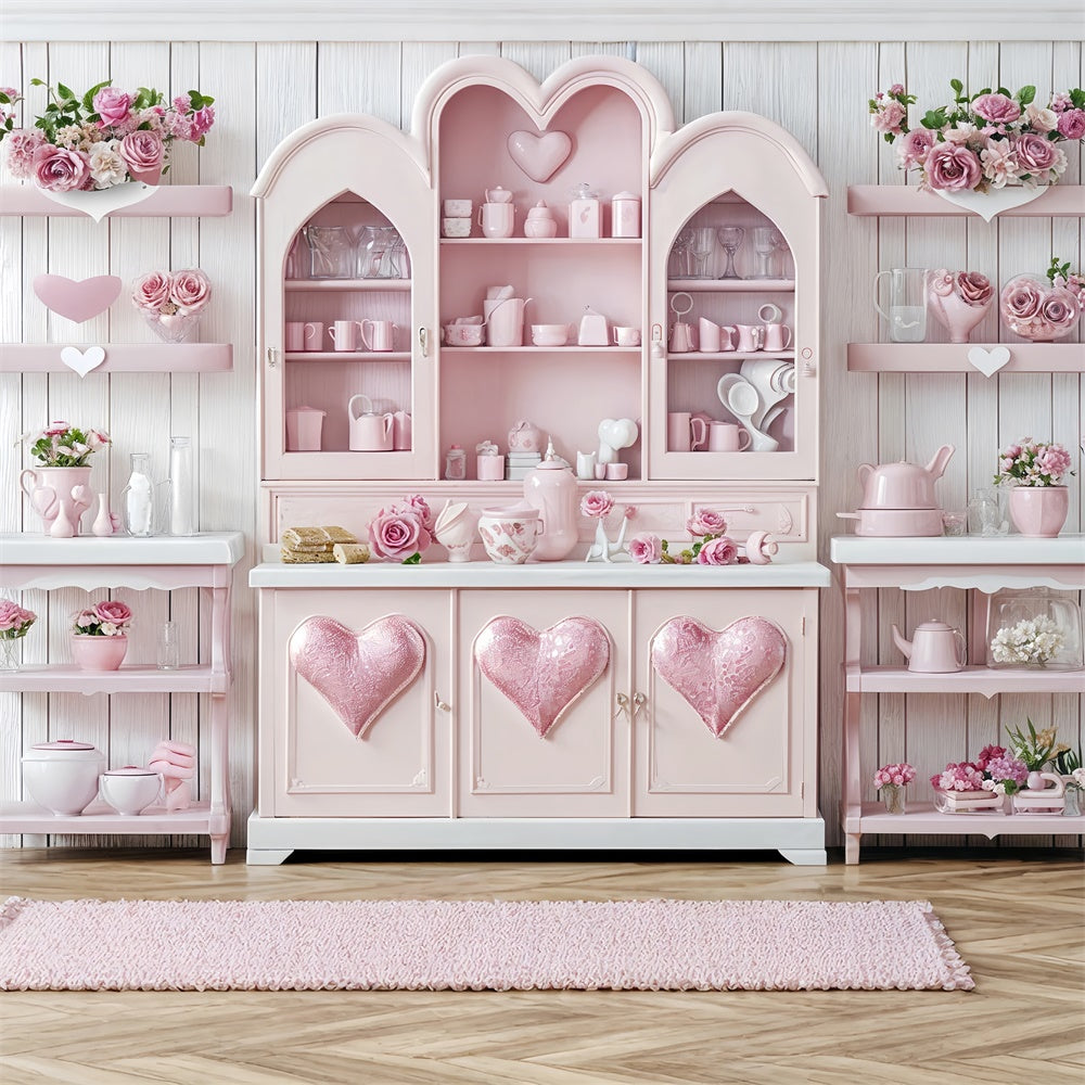 Backdrop Valentines Charming Pink Roses Heart Kitchen Backdrop UK BRP12-237