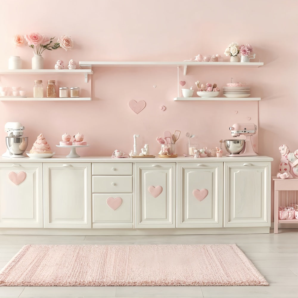 Valentine Backdrop Ideas Pastel Kitchen Pink Heart Backdrop UK BRP12-241