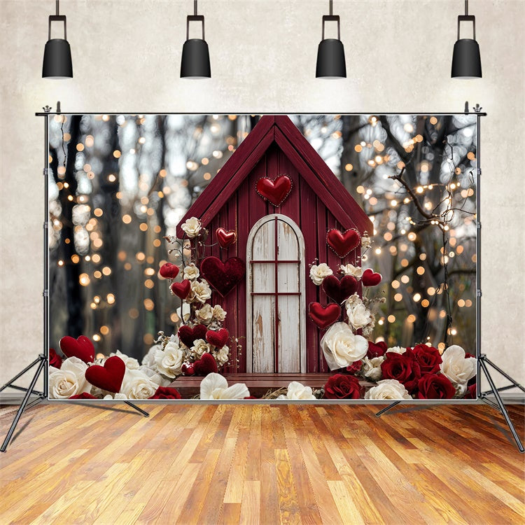 Valentines Heart Backdrop Red Cottage Heart Roses Backdrop UK BRP12-245