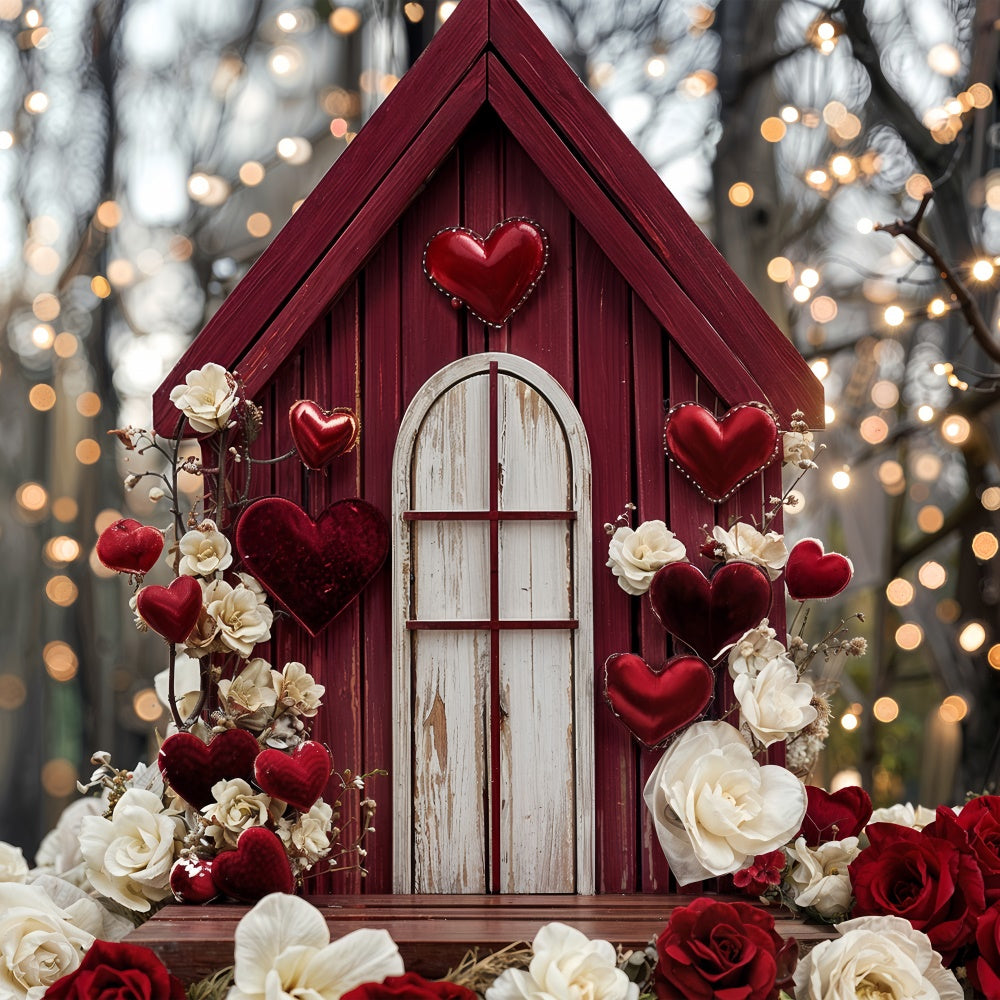 Valentines Heart Backdrop Red Cottage Heart Roses Backdrop UK BRP12-245