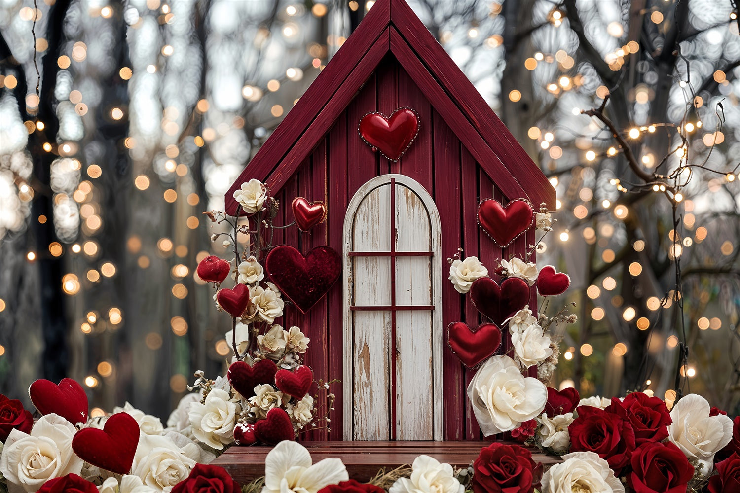 Valentines Heart Backdrop Red Cottage Heart Roses Backdrop UK BRP12-245