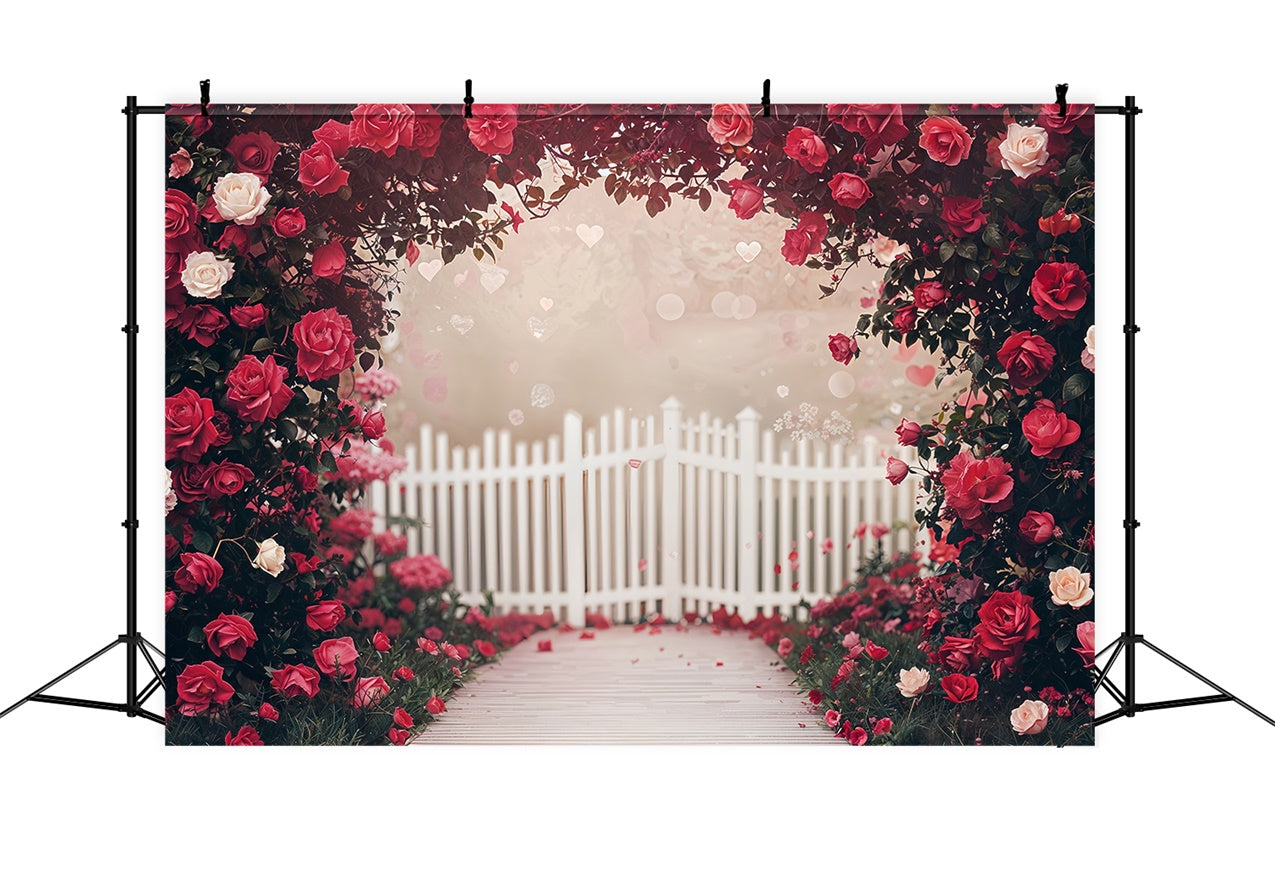 Valentines Backdrop Decor Rose Garden White Fence Backdrop UK BRP12-249