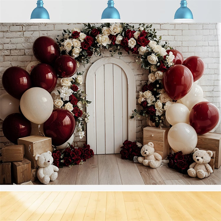 Backdrop Valentine's Day Balloon Arch Floral Door Backdrop UK BRP12-250