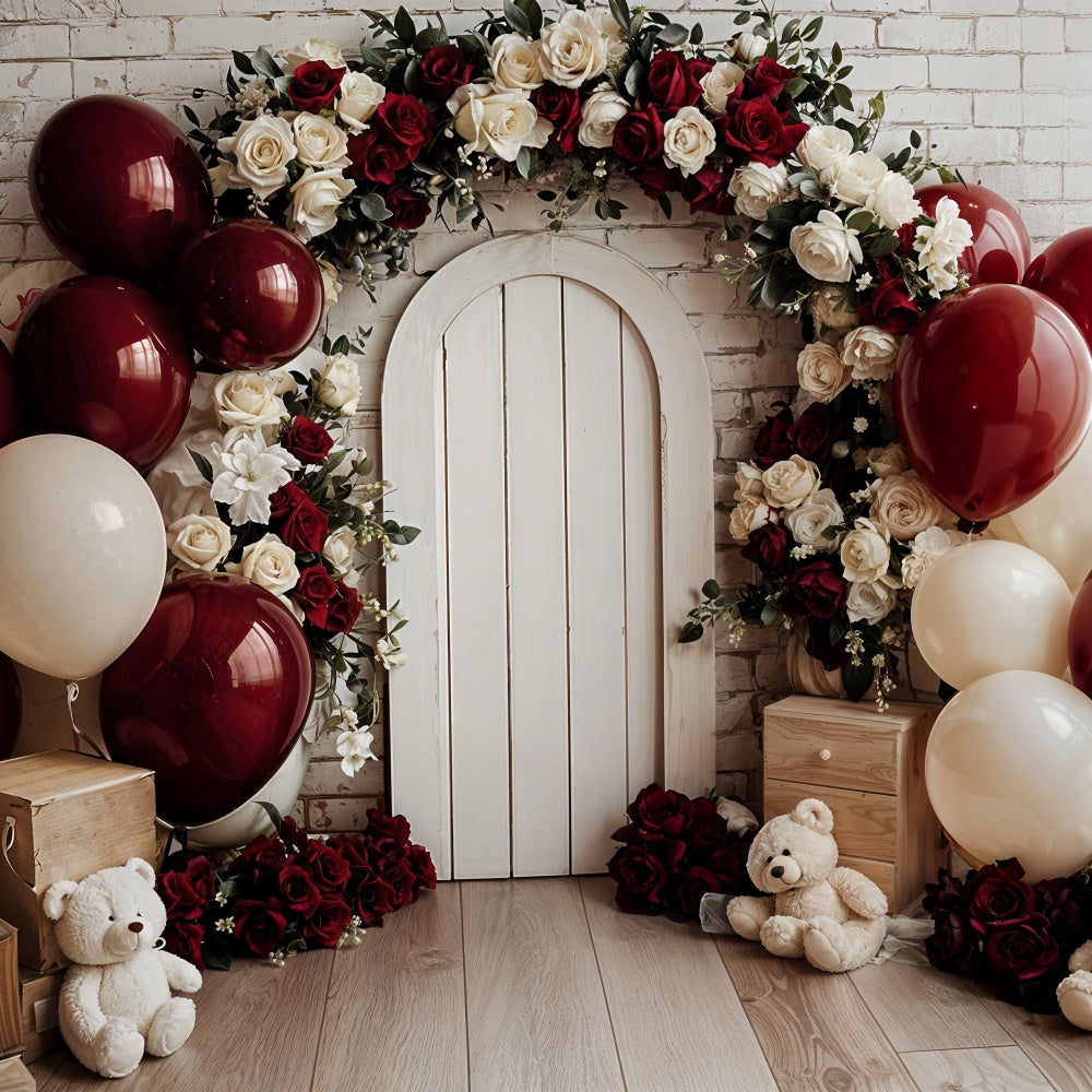 Backdrop Valentine's Day Balloon Arch Floral Door Backdrop UK BRP12-250