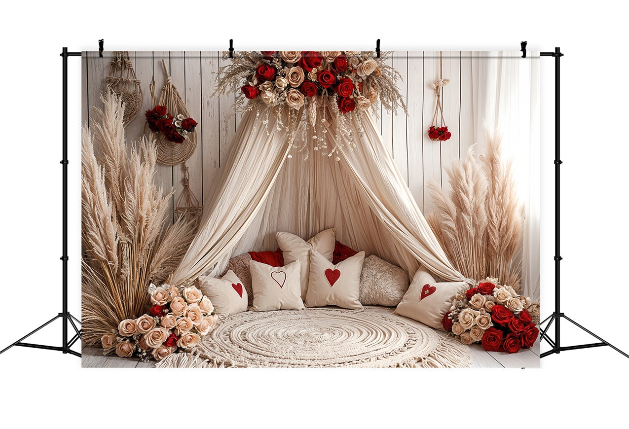 Valentine Photography Backdrops Boho Canopy Rose Decor Backdrop UK BRP12-254