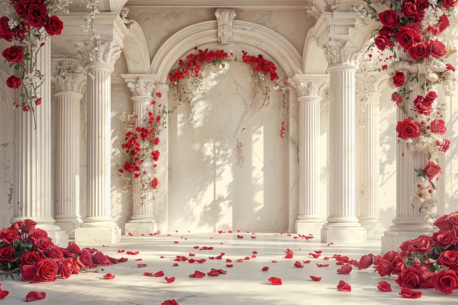 Valentine's Day Backdrop Rose Petals Marble Archway Backdrop UK BRP12-256