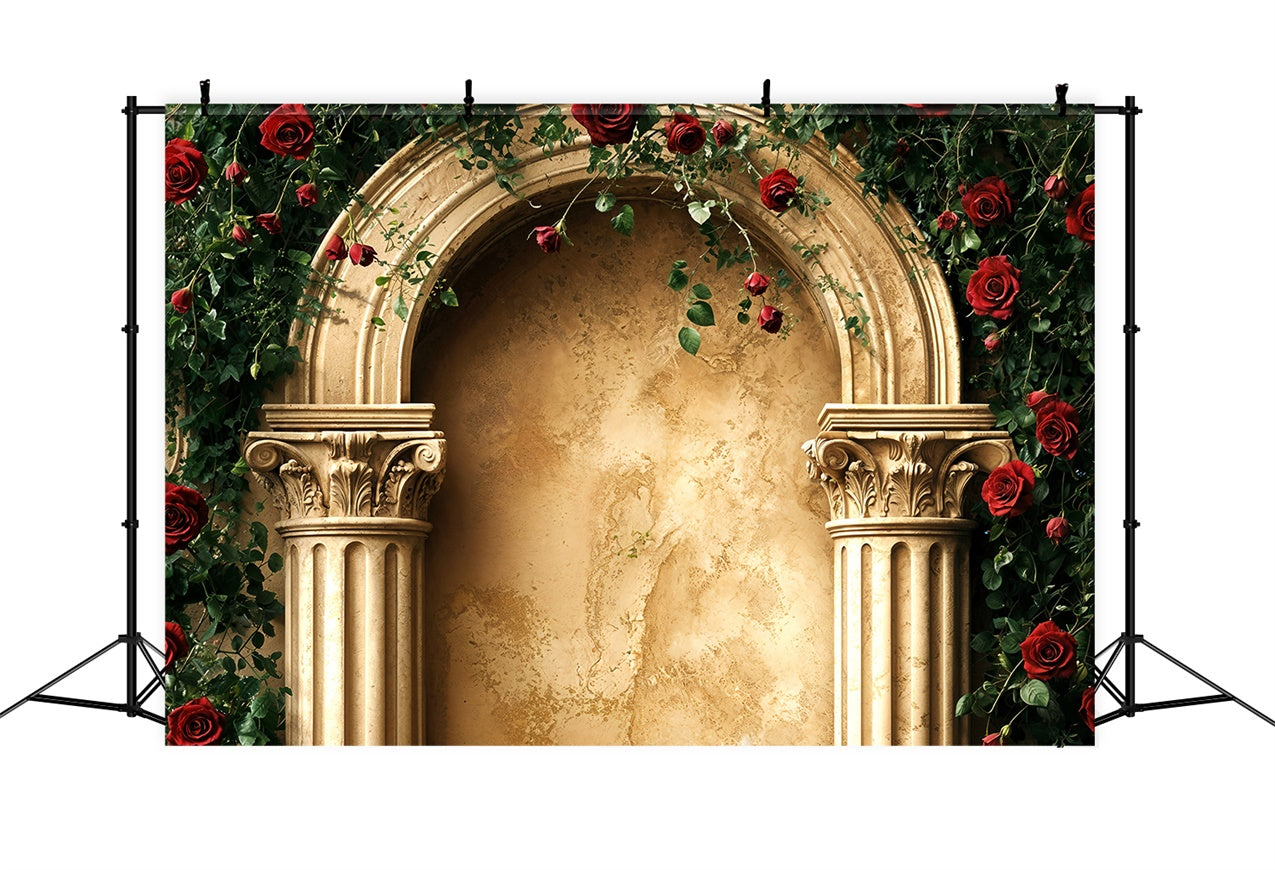 Valentines Day Picture Backdrop Gold Arch Rose Backdrop UK BRP12-258