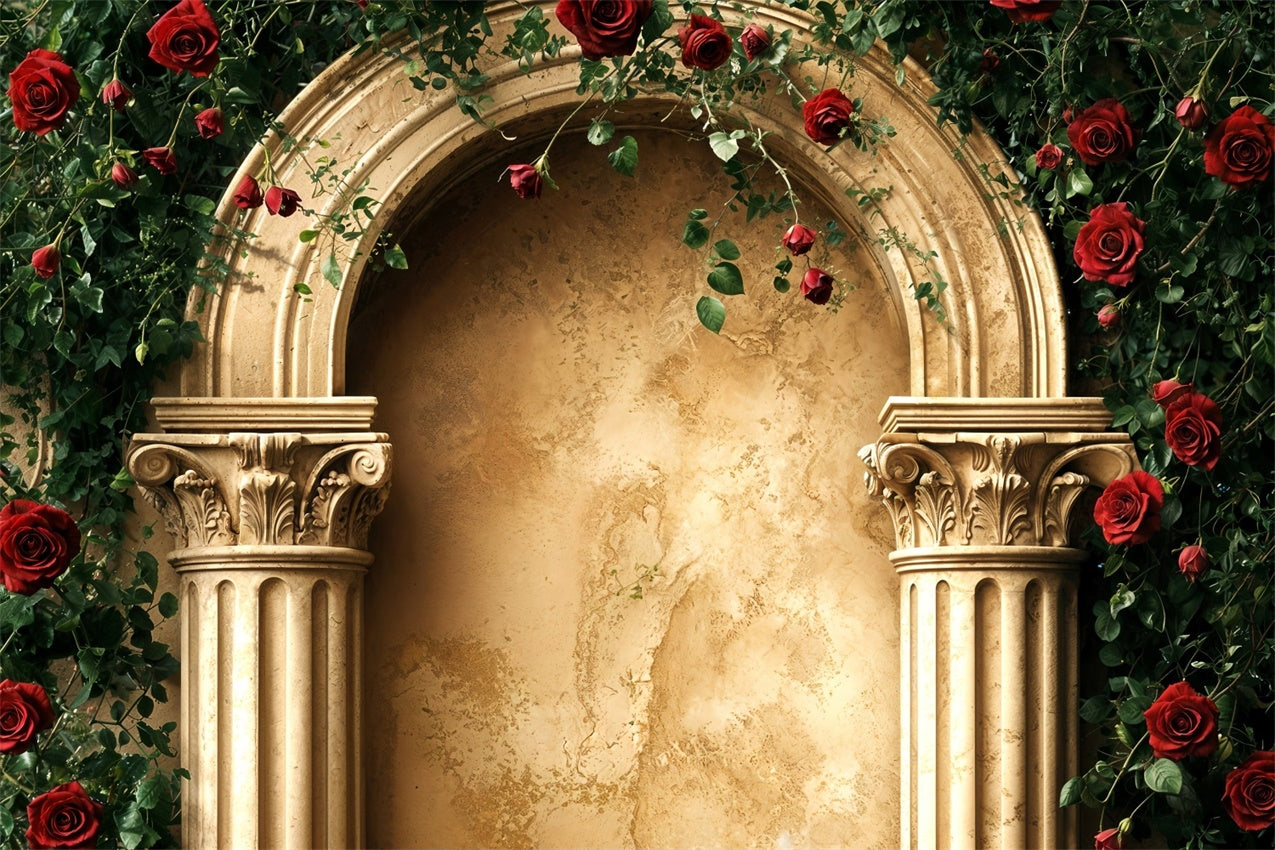 Valentines Day Picture Backdrop Gold Arch Rose Backdrop UK BRP12-258