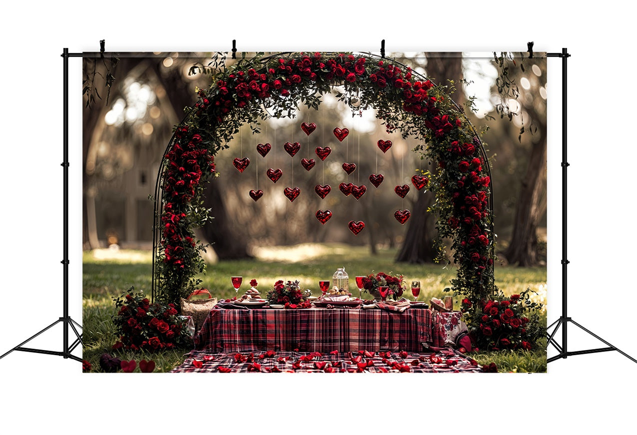 Valentine Photo Backdrops Red Rose Heart Picnic Backdrop UK BRP12-262