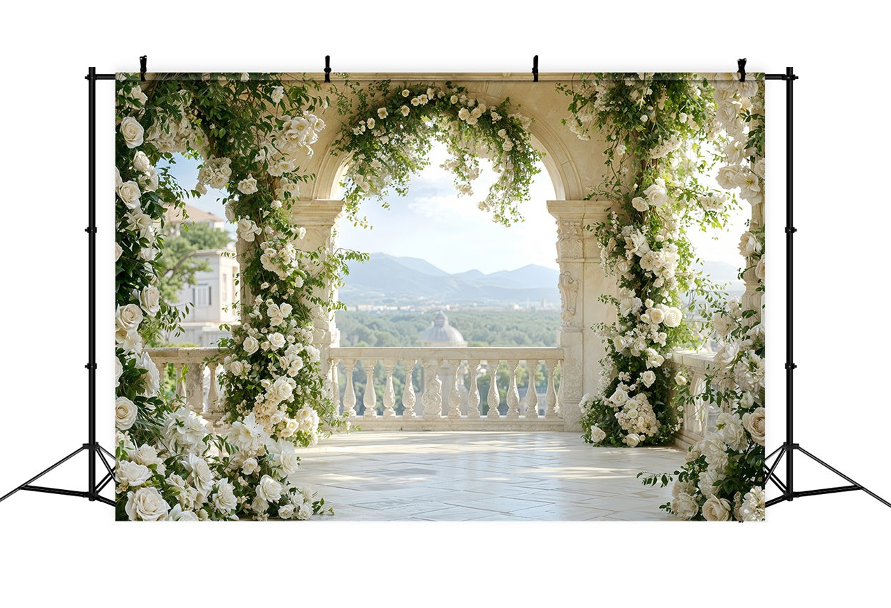 Valentine Backdrops Floral Arched Balcony Outdoor Backdrop UK BRP12-265