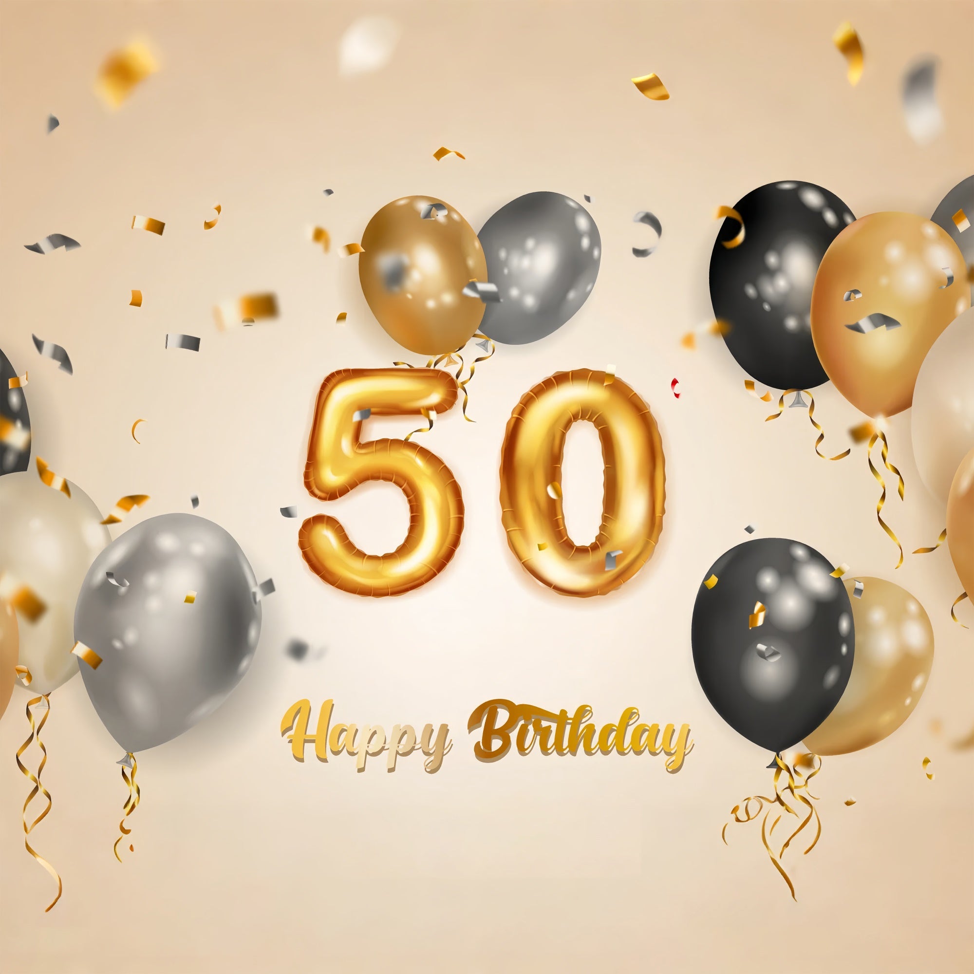 50th Birthday Backdrops Golden Balloons Elegant Backdrop UK BRP12-267