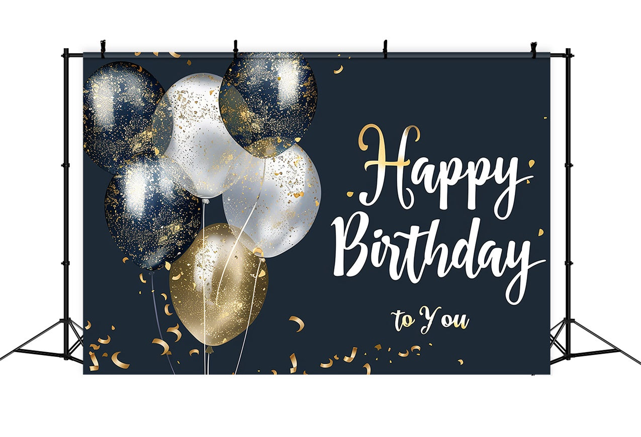 Personalized Birthday Backdrops Elegant Black Gold Confetti Backdrop UK BRP12-274