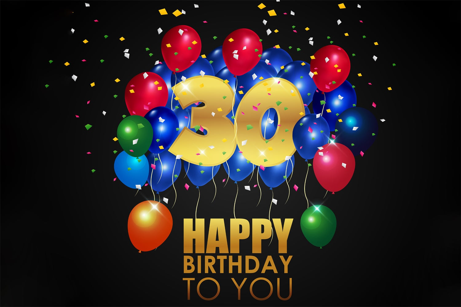 Happy Birthday Backdrop Colorful Balloons Golden 30th Backdrop UK BRP12-278