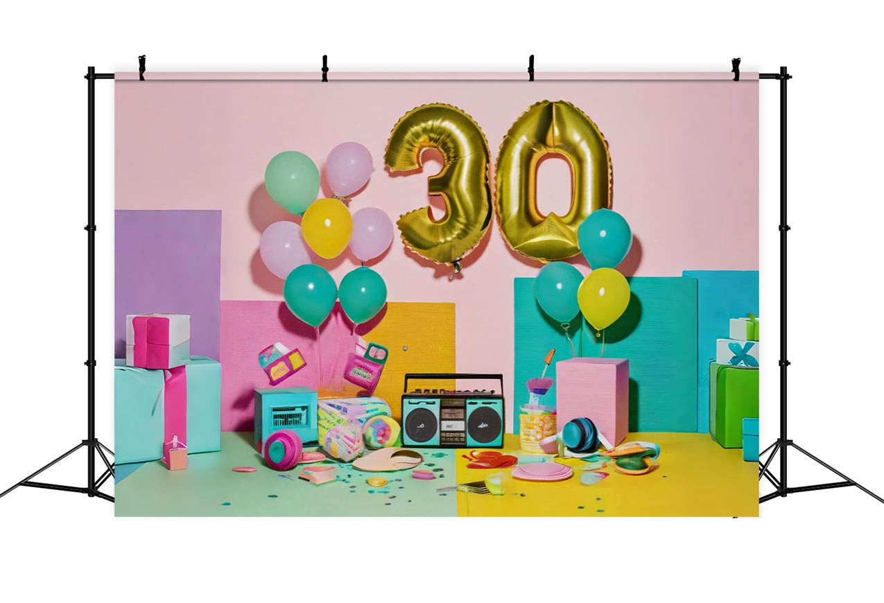 Backdrop Birthday Stylish Pastel Balloon 30th Party Backdrop UK BRP12-279