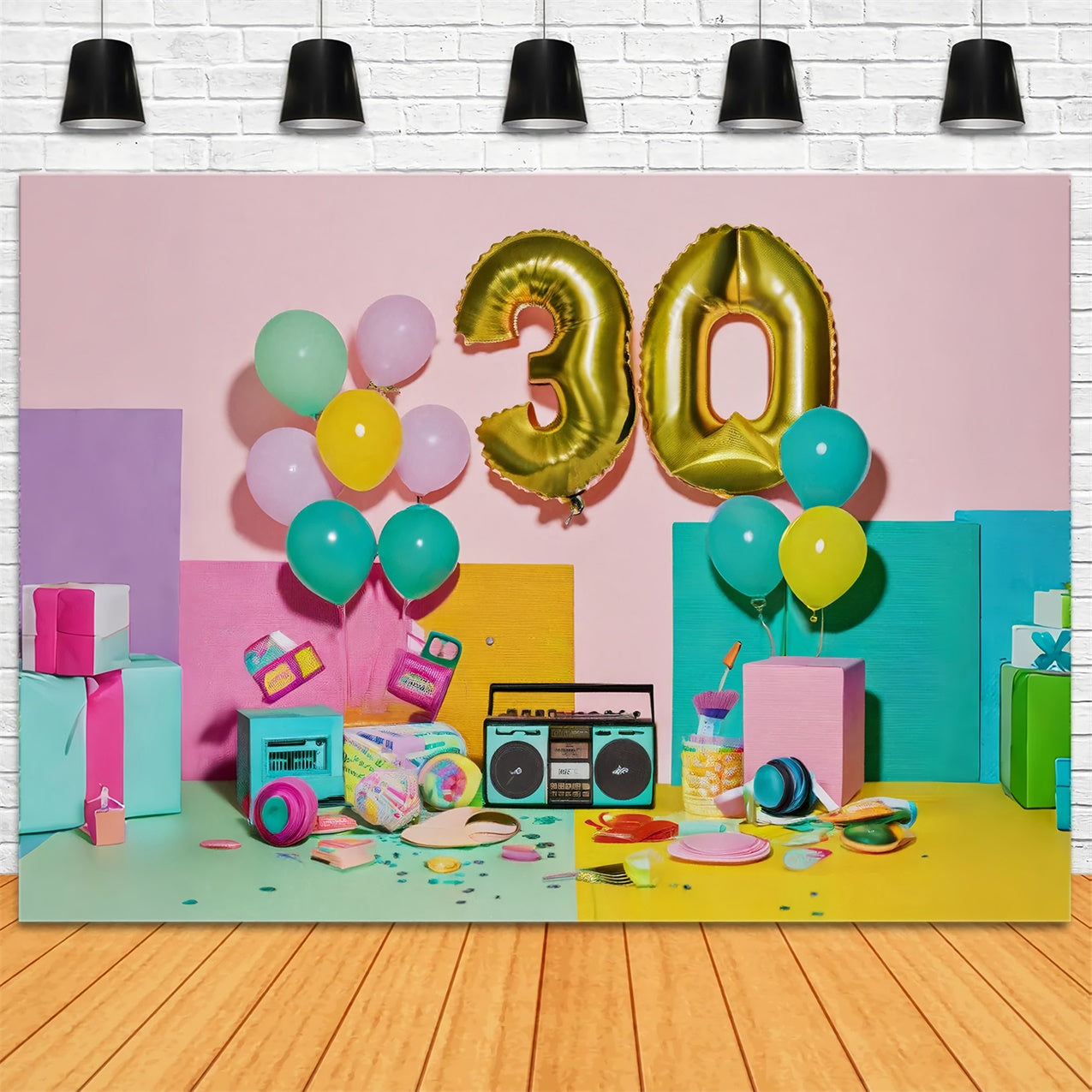 Backdrop Birthday Stylish Pastel Balloon 30th Party Backdrop UK BRP12-279