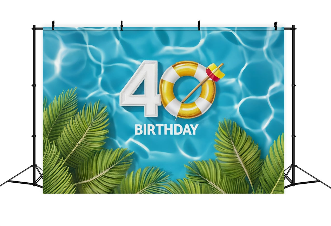 Custom Birthday Backdrops Classic Tropical Pool 40th Backdrop UK BRP12-280