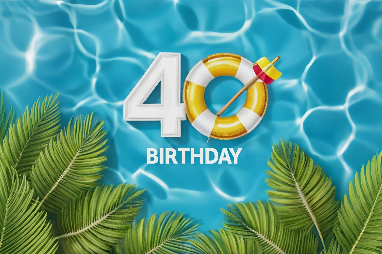 Custom Birthday Backdrops Classic Tropical Pool 40th Backdrop UK BRP12-280