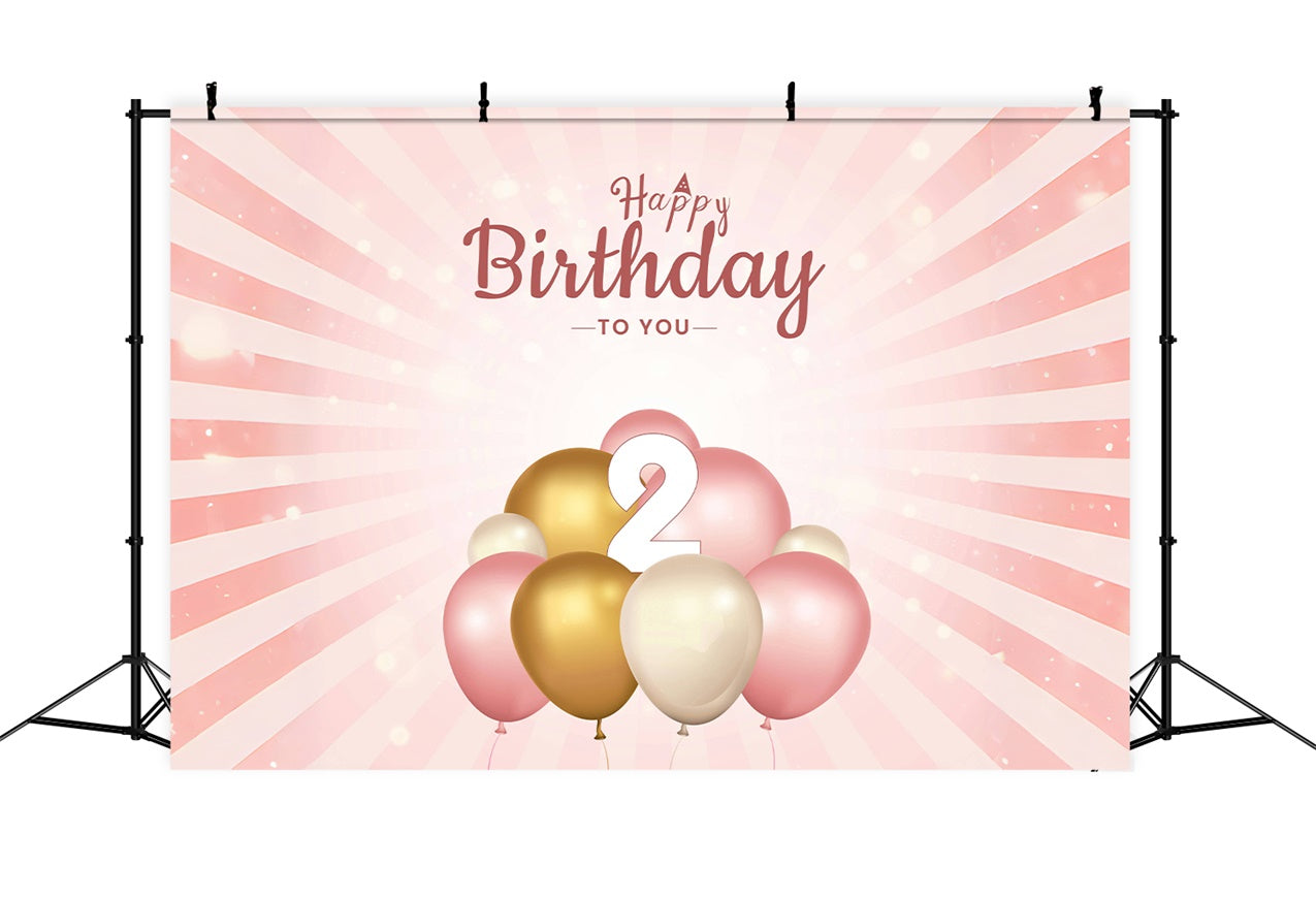 Birthday Party Backdrops Pink Gold Elegant 2nd Backdrop UK BRP12-281