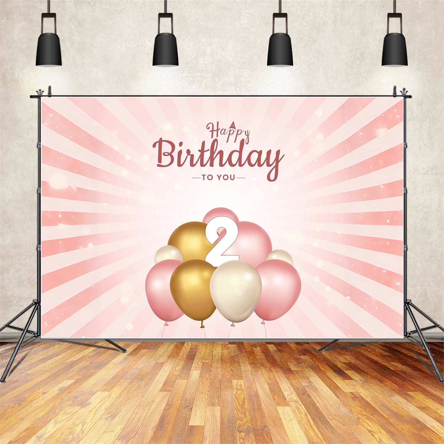 Birthday Party Backdrops Pink Gold Elegant 2nd Backdrop UK BRP12-281